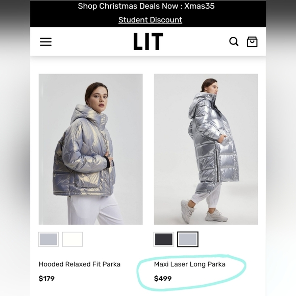 LIT Activewear Maxi Laser Long Parka Silver Metallic Down & Feather Y2K Jacket - Picture 3 of 15